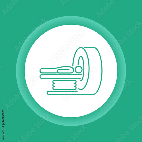 MRI machine scan device in hospital color button icon. Health care.
