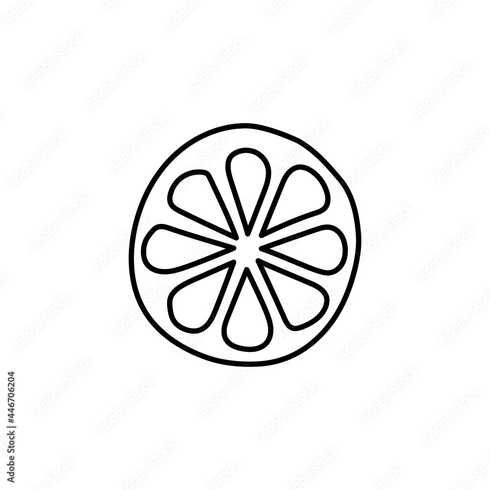 lemon, orange icon in flat black line style, isolated on white background lemon, orange icon in flat black line style, isolated on white background