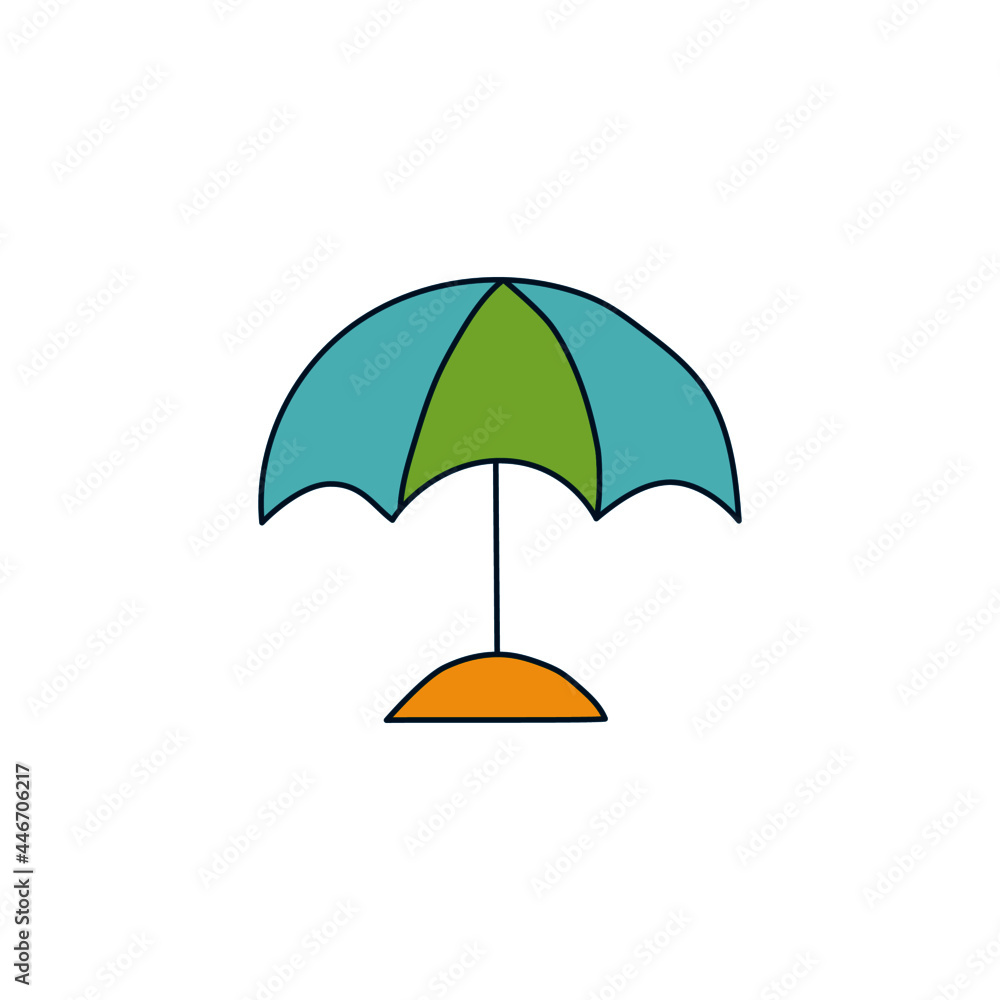 Beach umbrella icon in color icon, isolated on white background Beach umbrella icon in color icon, isolated on white background