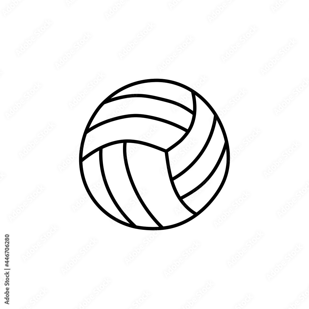 Beach volley ball in flat black line style, isolated on white background 