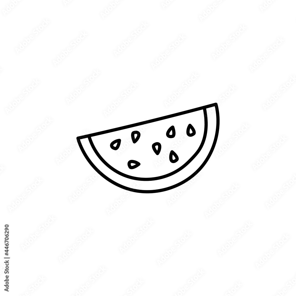 Watermelon in flat black line style, isolated on white background Watermelon in flat black line style, isolated on white background