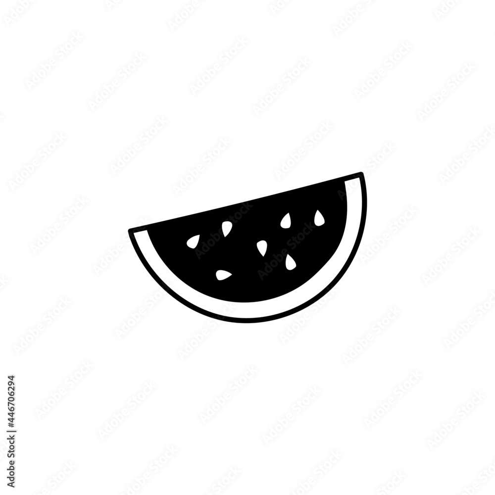 Watermelon in solid black flat shape glyph icon, isolated on white background Watermelon in solid black flat shape glyph icon, isolated on white background