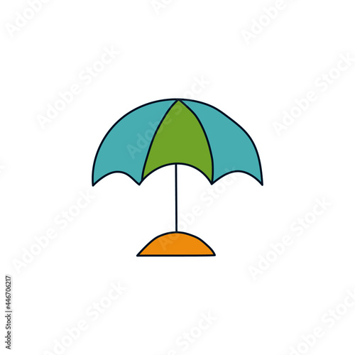 Beach umbrella icon in color icon  isolated on white background 