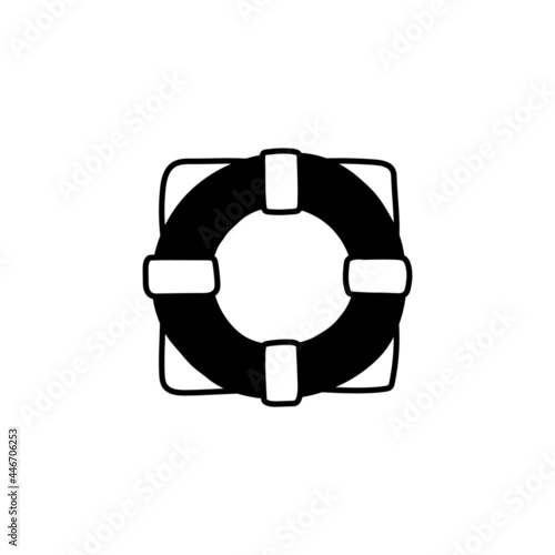 life buoy icon, Safety tube icon in solid black flat shape glyph icon, isolated on white background 