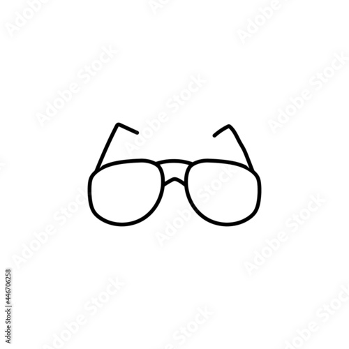 Sunglasses icon in flat black line style, isolated on white background 