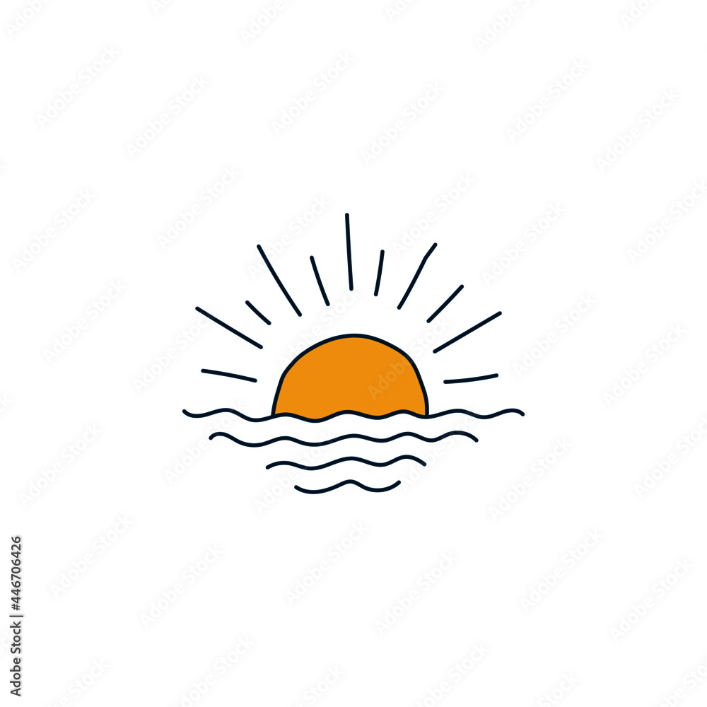 sunrise or sunset icon in color icon, isolated on white background 