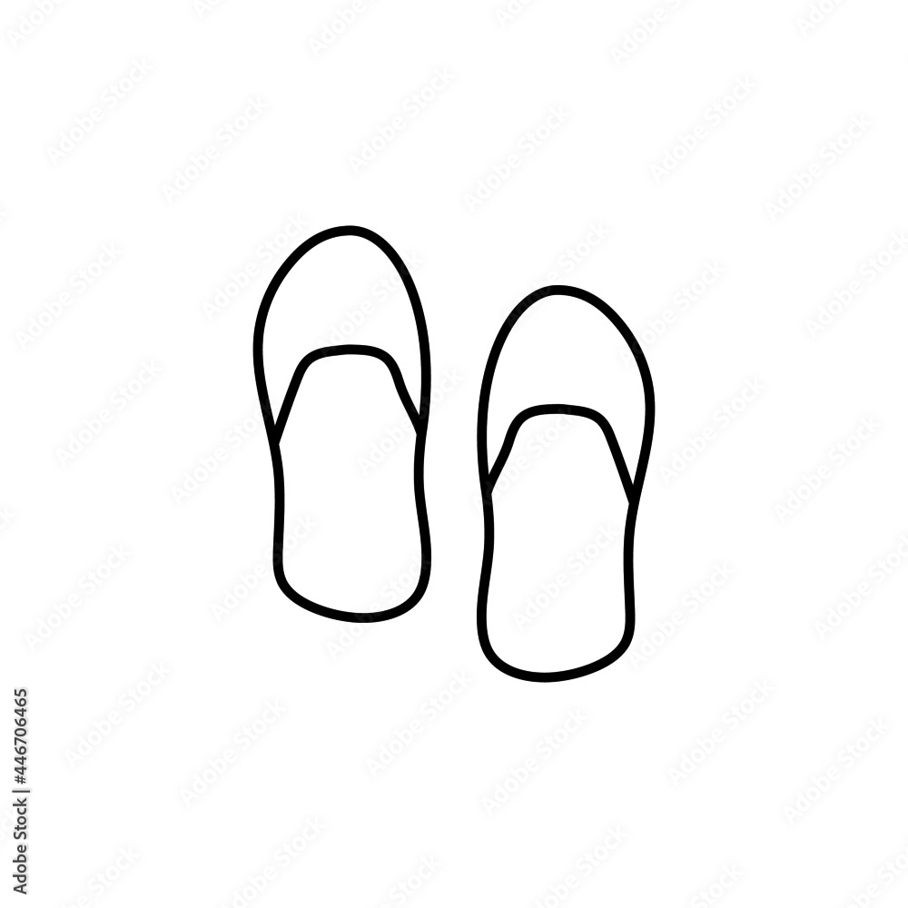 Beach footwear, sandals icon in flat black line style, isolated on white background Beach footwear, sandals icon in flat black line style, isolated on white background