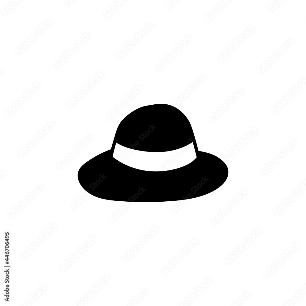 Beach, hat icon in solid black flat shape glyph icon, isolated on white background Beach, hat icon in solid black flat shape glyph icon, isolated on white background