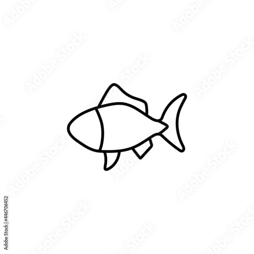 fish, seafood icon in flat black line style, isolated on white background 