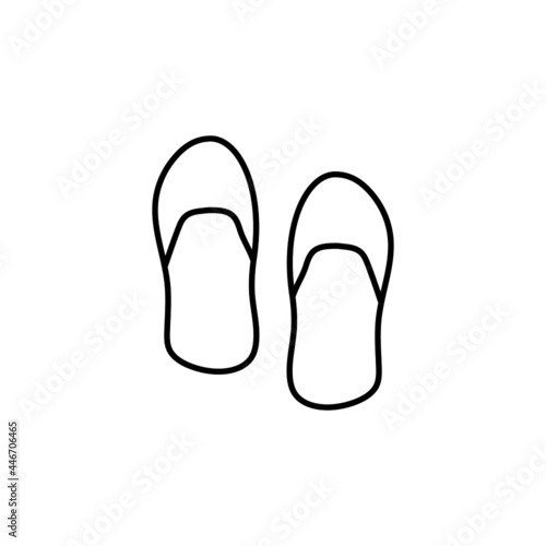 Beach footwear, sandals icon in flat black line style, isolated on white background 