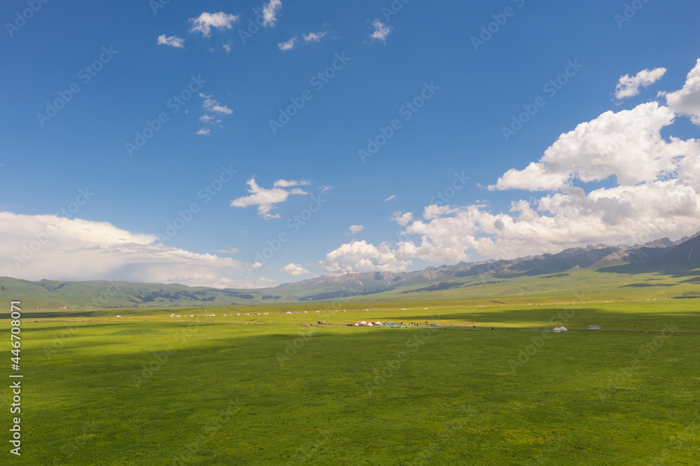 Nalati grassland with the blue sky. Nalati grassland with the blue sky.