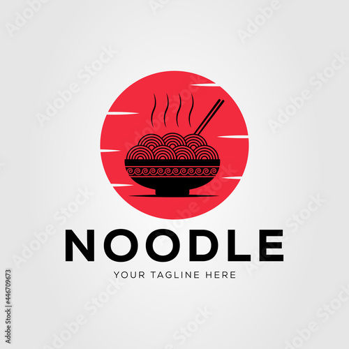 noodle bowl and ramen restaurant logo vector illustration design