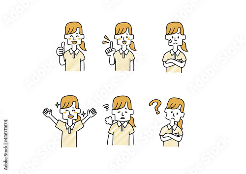 介護士の女性のバリエーションセット