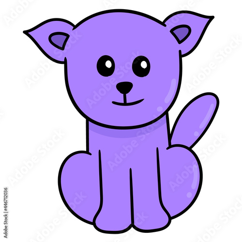 purple cat is sitting, doodle icon image kawaii