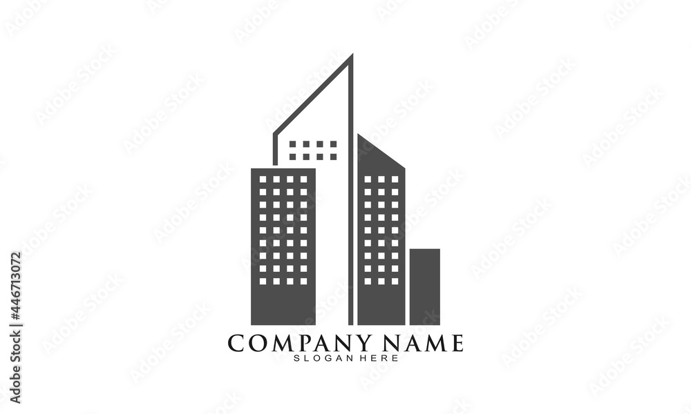 Office building illustration modern logo vector