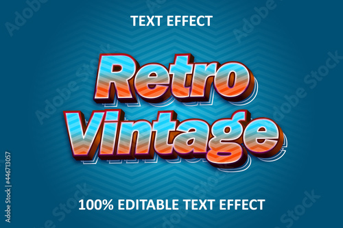 Retro Vintage Editable Text Effect Blue Orange