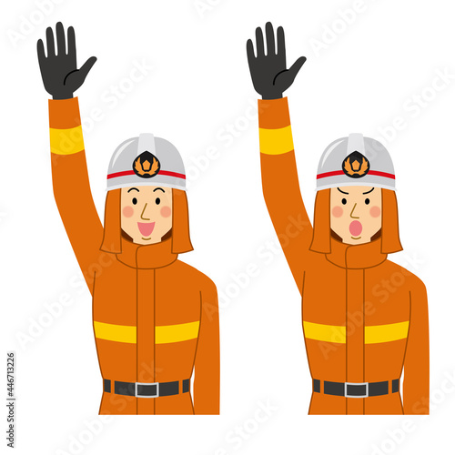 手を挙げる男性の表情のパターン