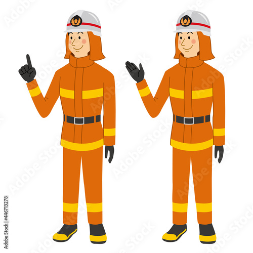 紹介＆説明ポーズをする男性