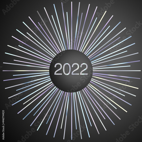 An abstract illustration on 2022 New Year background design in a scintillating iridescent color scheme