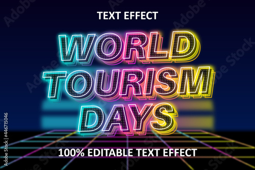 Retro Light Editable Text Effect Tourism Day
