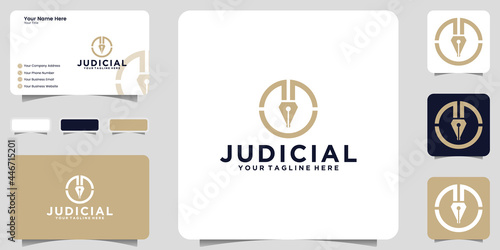 legal justice pen logo and business card icon