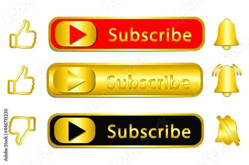 Subscribe Button, Social media icon set with three colour. for your channel video template. vector eps10