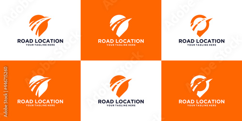 Expedition road and location symbol logo design template