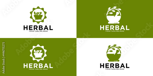 collection of herbal ingredients logo design