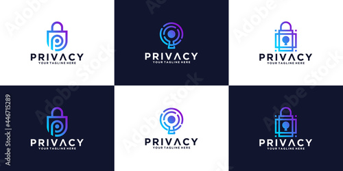 collection of privacy logo security design template