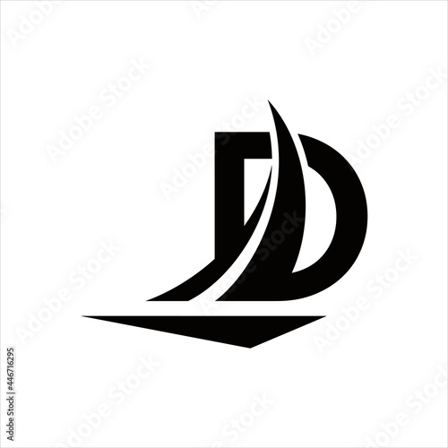creative simple logo design initial D sail