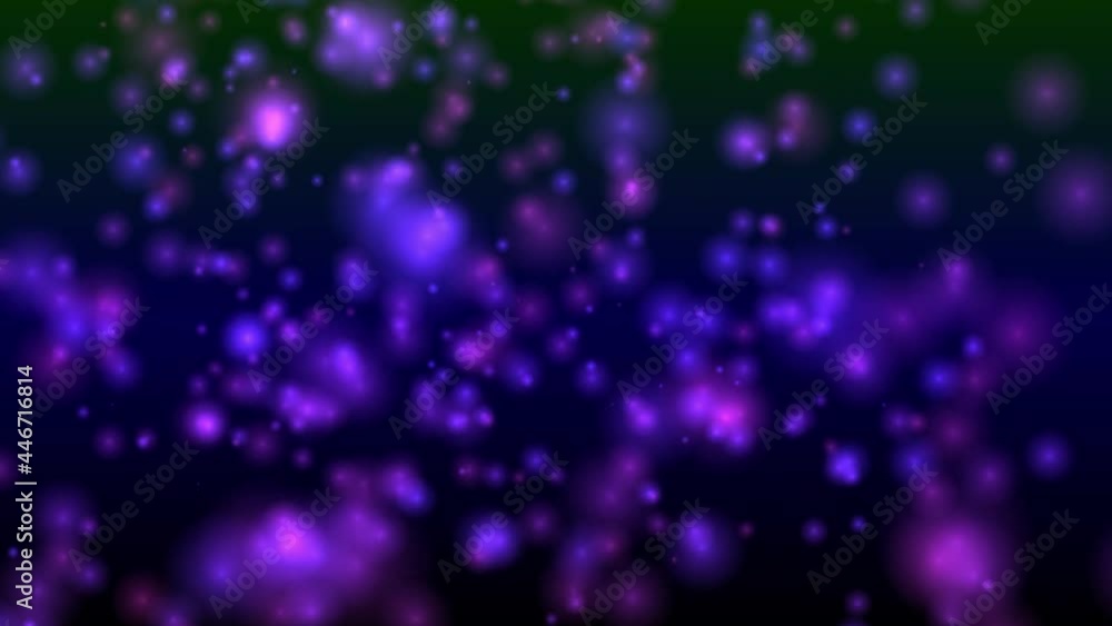 Purple And Blue Cosmic Stars Pulsating Against Black Background. After