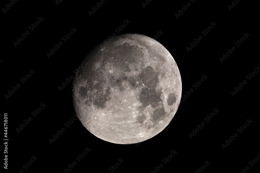 Waxing Gibbous Moon against Dark Sky Waxing Gibbous Moon against Dark Sky