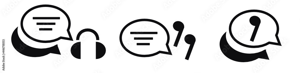 chat message icon set, Chat speech bubble, Social media message. Vector illustration music notes chat message icon set, Chat speech bubble, Social media message. Vector illustration music notes