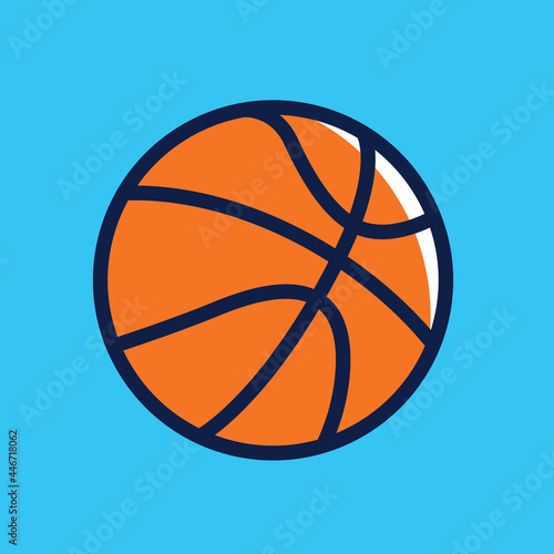 Vector flat basket ball icon for streetball championship tournament, school or college team league