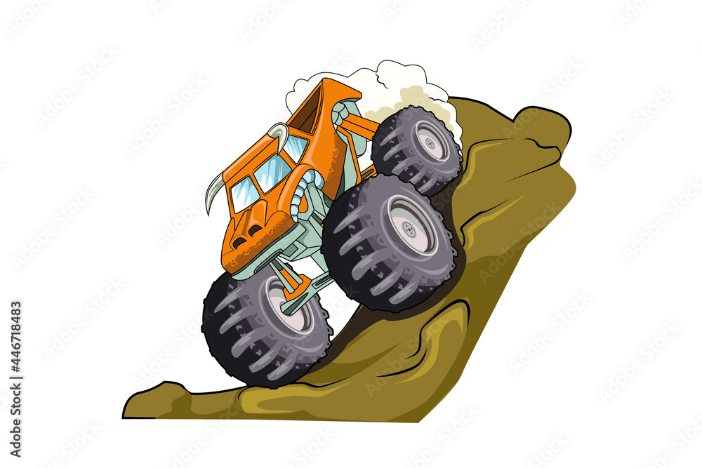 Fototapeta premium monster truck on the hill vector