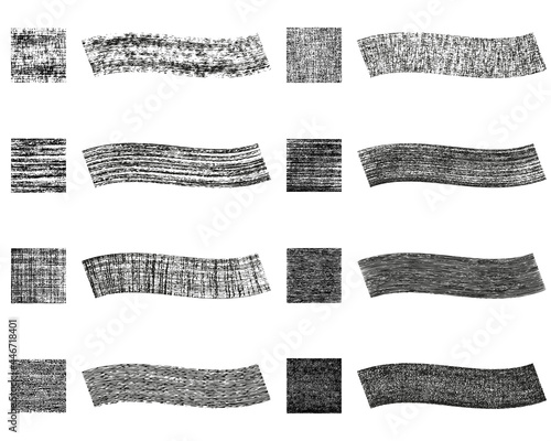 Set of abstract grunge distressed brushes and vector templates in dry paint, vintage wall, retro fabric pattern background. Created using AI CS6.