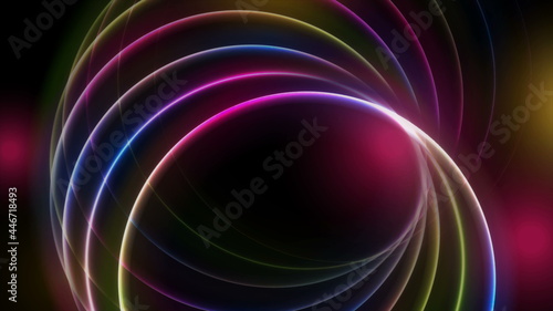 Colorful neon glowing circles background