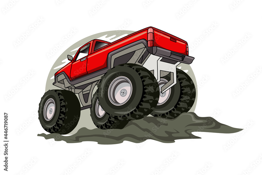 the biggest red monster truck vector