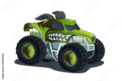 the real monster truck hand drawing illustration
