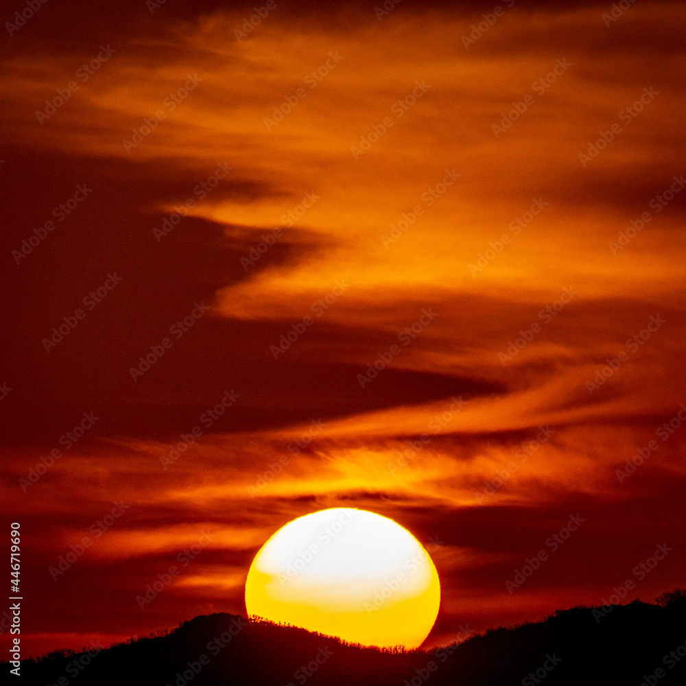 Sunsest over the mountains and ocean