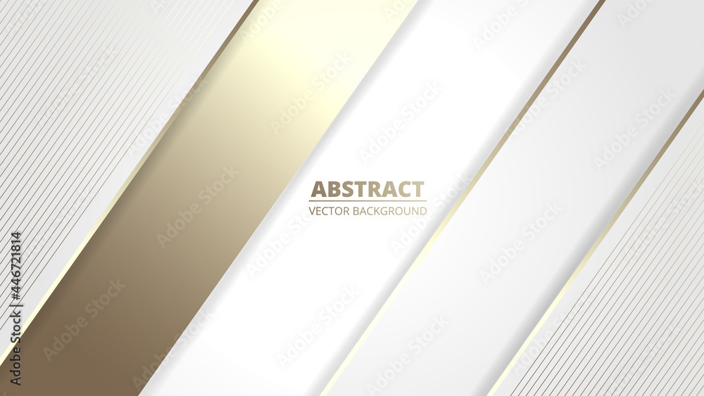 White elegant realistic luxury design background with golden lines and shadows. White and gold luxurious paper cut 3d concept. Vector illustration. White elegant realistic luxury design background with golden lines and shadows. White and gold luxurious paper cut 3d concept. Vector illustration.