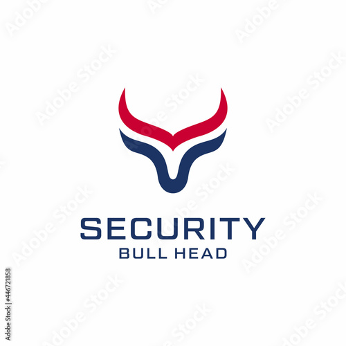 bull line with long horn logotype for trade or sports logo design illustrations