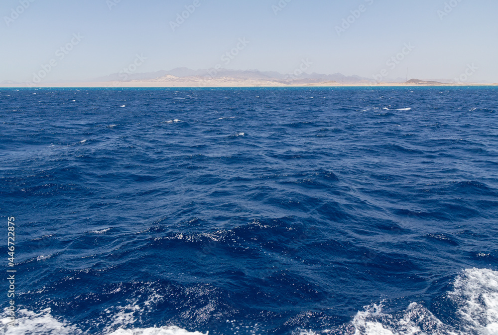 View from the stern of the yacht while sailing. View from the stern of the yacht while sailing.