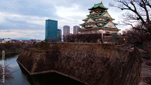 Five-story samurai castle in Osaka city, Japan