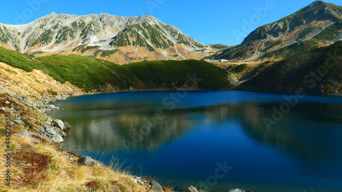 A beautiful lake in the middle of the mountains. Japan