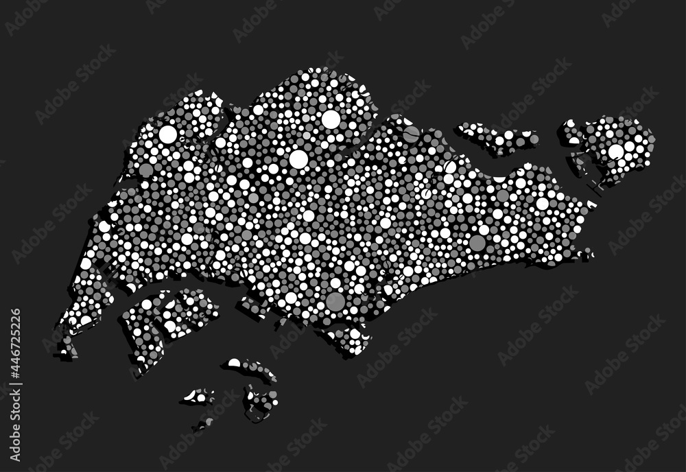Creative map Singapore from random white dots