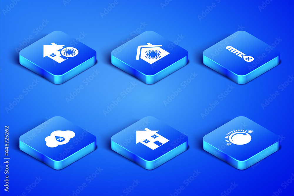 Set Thermostat, Smart home, House, Humidity, and icon. Vector Set Thermostat, Smart home, House, Humidity, and icon. Vector