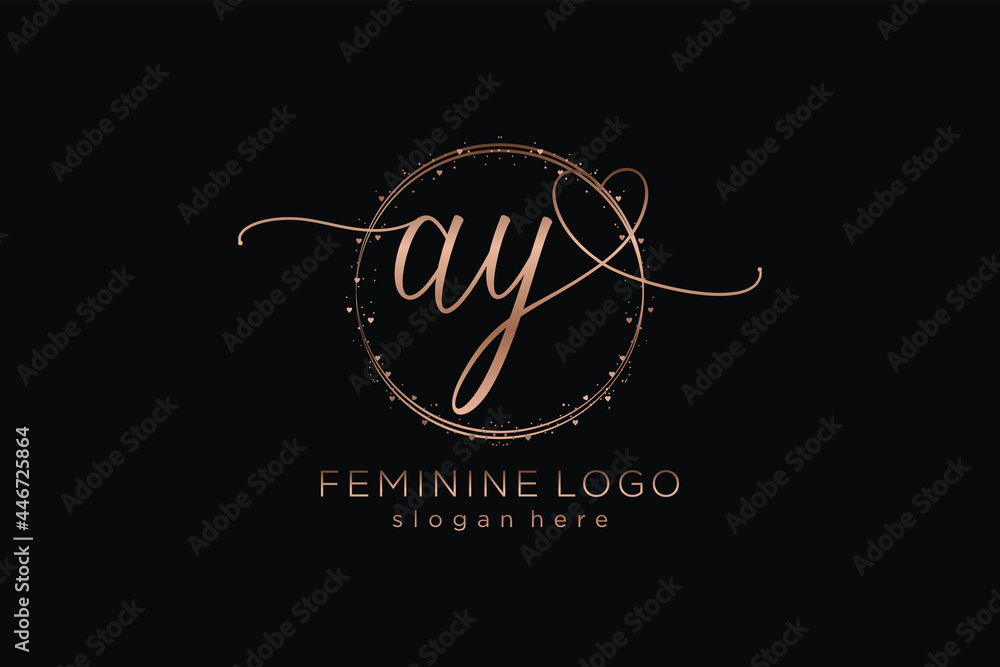 Initial AY handwriting logo with circle template vector logo of initial ...