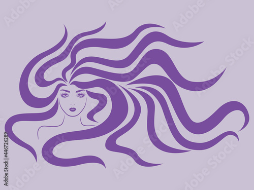 Elegant lady with windy hair