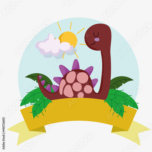 cute dinosaur and ribbon